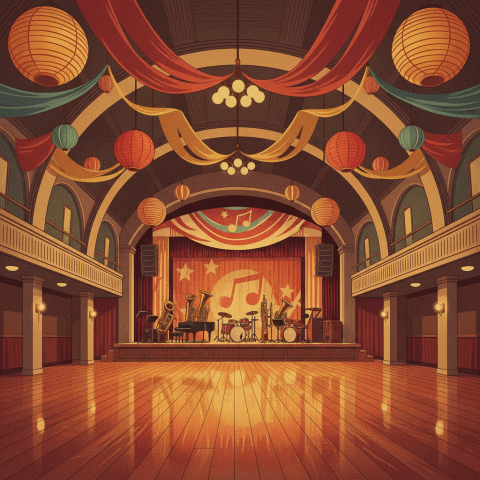 The energetic community dance hall