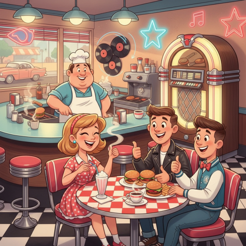 Did 'Happy Days' primarily revolve around the Cunningham family in the 1950s?