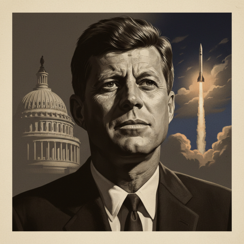 Which US President, tragically assassinated in 1963, inspired a generation with his call to public service and initiated the ambitious goal of landing a man on the Moon?