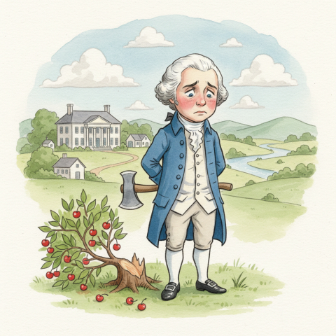 George Washington chopped down a cherry tree and confessed.