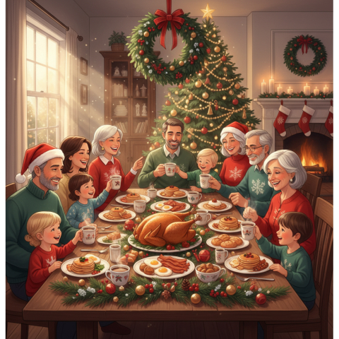 Family breakfast table
