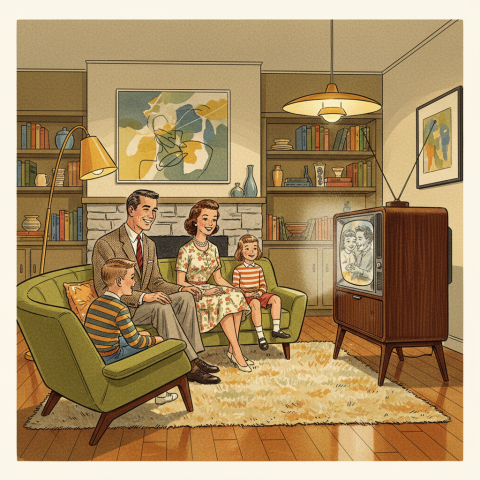 Most 1950s homes had a television.