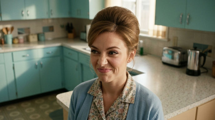 A magical housewife twitches her nose to solve domestic problems.