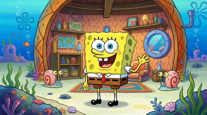 Which iconic sponge lives in a pineapple under the sea?