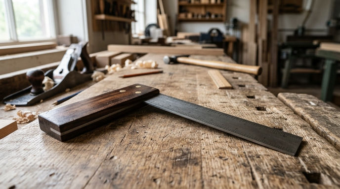 What is the name of this tool, commonly used for measuring right angles and marking straight lines on wood?