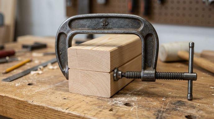 This tool is essential for securing two pieces of wood together, but don't let it slip! What is it?